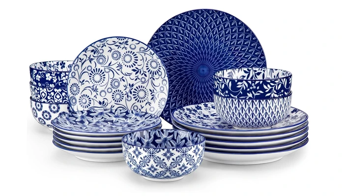 Dinnerware Sets: Find the Perfect Tableware for Your Home 4 vancasso SELENE Plates and Bowls Set for 6, 18 Pieces Dinnerware Sets, Mircowave and Dishwasher Safe Dishes Set, Porcelain Blue Dinnerware