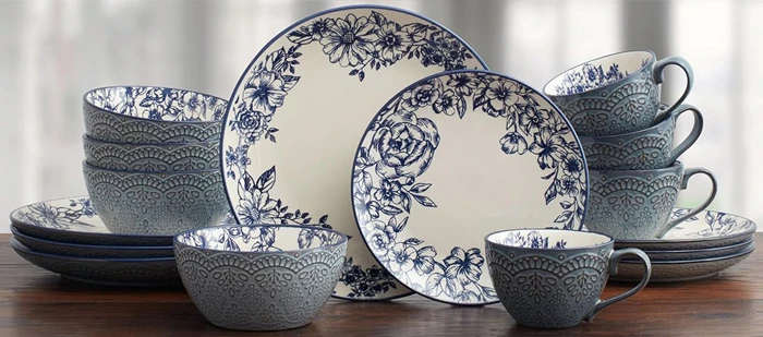 Dinnerware Sets: Find the Perfect Tableware for Your Home 5 Pfaltzgraff Gabriela Blue 16-Piece Dinnerware Set, Service for 4, Durable Stoneware Plates, Bowls, and Mugs with Elegant Blue Pattern, Dishwasher