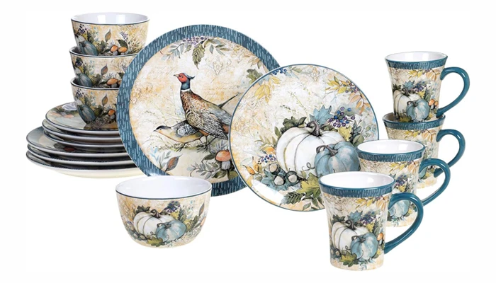 Dinnerware Sets: Find the Perfect Tableware for Your Home 7 Harvest Gatherings 16-Piece Ceramic Dinnerware Set, Service for 4 – Multicolor Fall Plates, Bowls & Mugs with Pumpkin & Pheasant Design – Aut